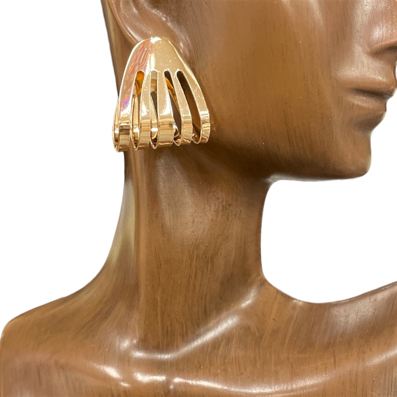AE31402 5 LINES LIGHTWEIGHT CHUNKY STUD EARRINGS