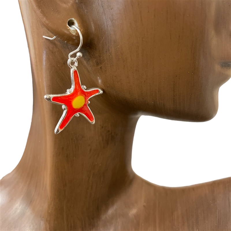 AE3168  CORAL STARFISH EARRINGS