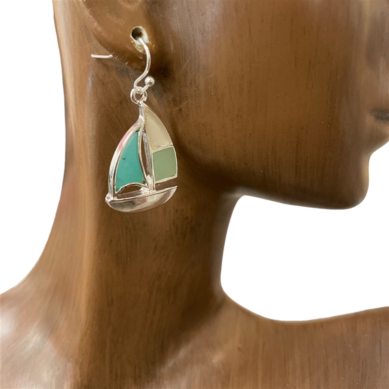 AE3341  MIT SILVER SAILBOAT EARRINGS