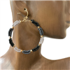 AE4001  BEADED  TWO TONE  HOOP EARRINGS