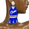 AE40036BW  BLUE WHITE  ACRYLIC CHEERLEADER EARRINGS