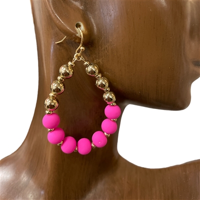 AE4040 PINK BEADED TEARDROP EARRINGS