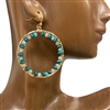 AE4067 CRYSTAL & WOODEN HOOP EARRINGS