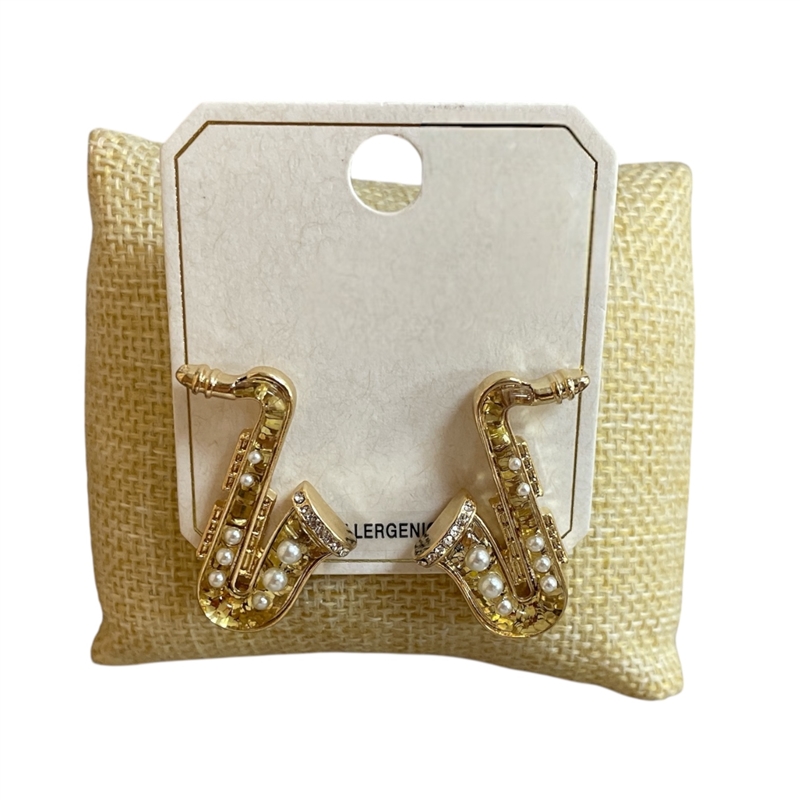 AE4096 SAXOPHONE PEARL STUD EARRINGS