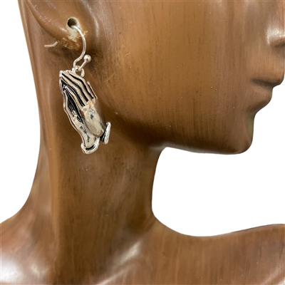 AE4119 SILVER PRAYING HEADS EARRINGS