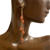 AE4277 CORAL BEADED FLOWERS LONG EARRINGS