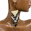 AE4357B  BLACK WHITE BEADED EARRINGS