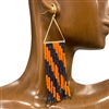 AE4357NO  NAVY ORANGE BEADED EARRINGS