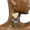 AE4357WB  WHITE BROWN MULTI BEADED EARRINGS