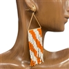 AE4458 ORANGE & WHITE FRINGE BEADED EARRINGS