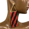 AE4458 RED & BLACK FRINGE BEADED EARRINGS