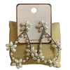 AE4634 FLOWER PEARL TEARDROP STUD EARRINGS