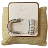 AE4826 SILVER PEARL BEADED SMALL HOOP  EARRINGS