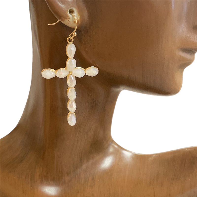 AE5016 CRYSTAL CROSS  EARRINGS