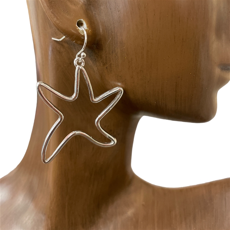 AE5035  SILVER STARFISH EARRINGS