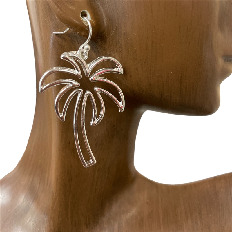 AE5037 SILVER PALM TREE EARRINGS