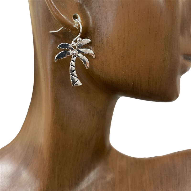 AE5134 SILVER PALM TREE EARRINGS