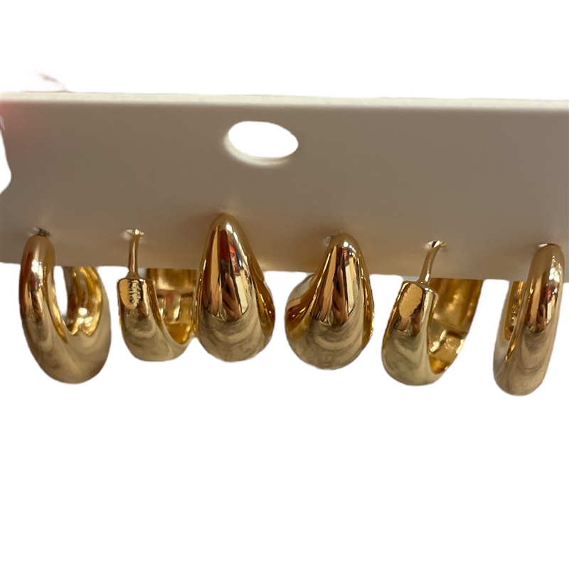 AE5156 HOOPS & TEARDROP 3PC SET EARRINGS