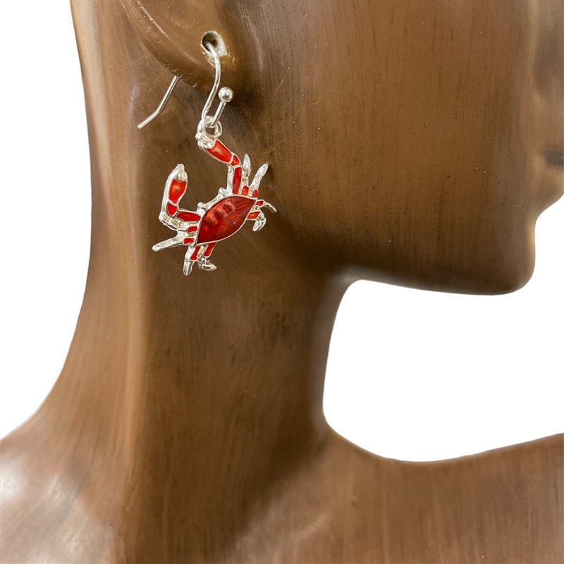 AE5258  SMALL RED CRAB EARRINGS