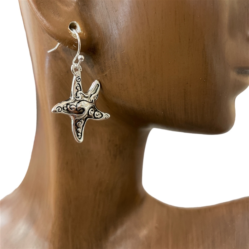 AE5324 ANTIQUE STARFISH EARRINGS