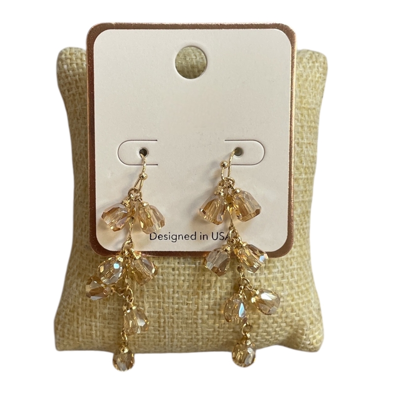 AE5362 MULTI DROP CRYSTAL BEADED GOLD EARRINGS