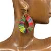 AE5498 MULTI COLOR THREADED GOLD HOOP