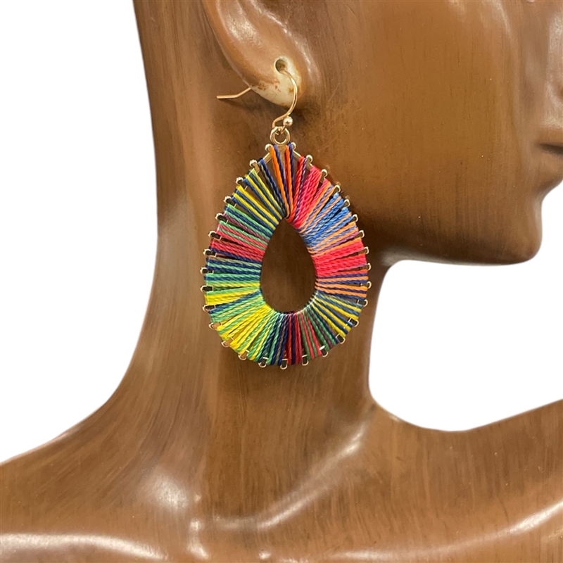 AE5498 MULTI COLOR THREADED GOLD HOOP