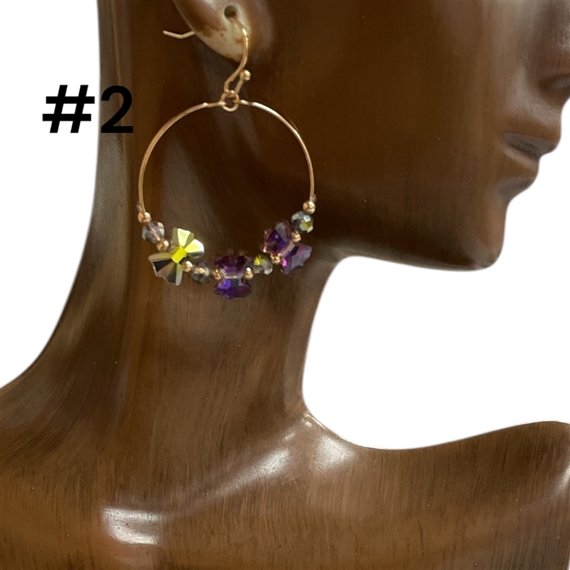 AE5584 CRYSTAL BEADED HOOP EARRINGS