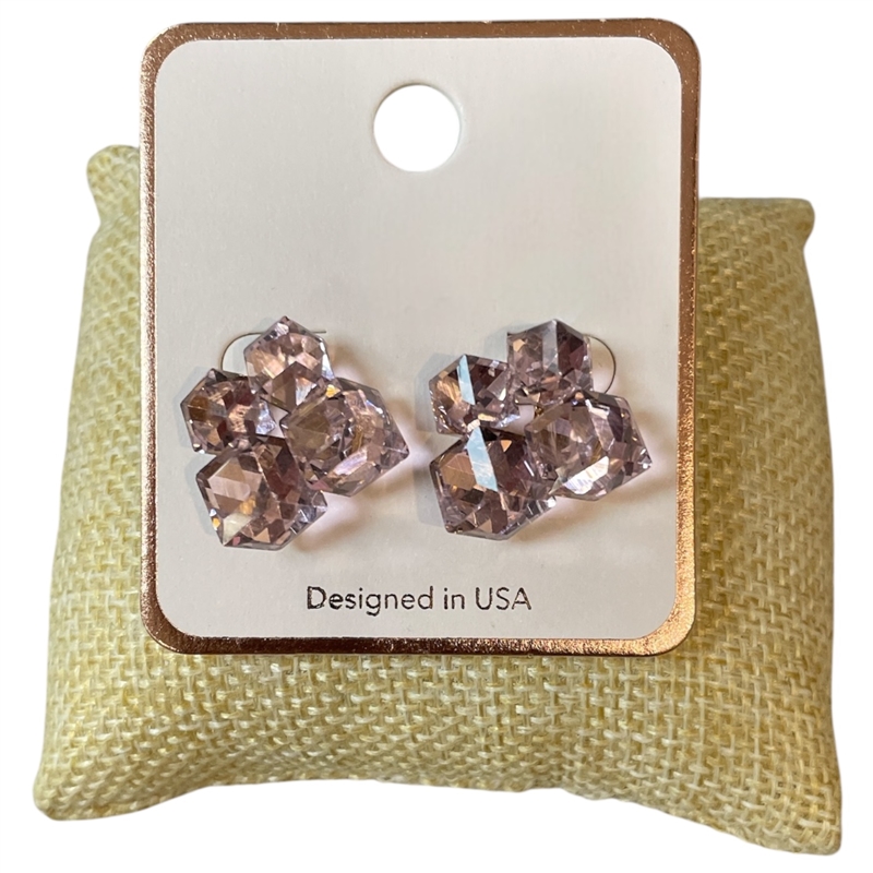 AE5624 CRYSTAL CUBE CLUSTER STUD EARRINGS