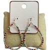 AE5653 CRYSTAL BEADED TEARDROP HOOP EARRING