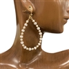 AE5790 PEARL WHITE STONE BEADED TEARDROP EARRINGS