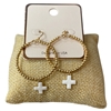 AE5825 COLOR CROSS BEADED HOOP EARRINGS