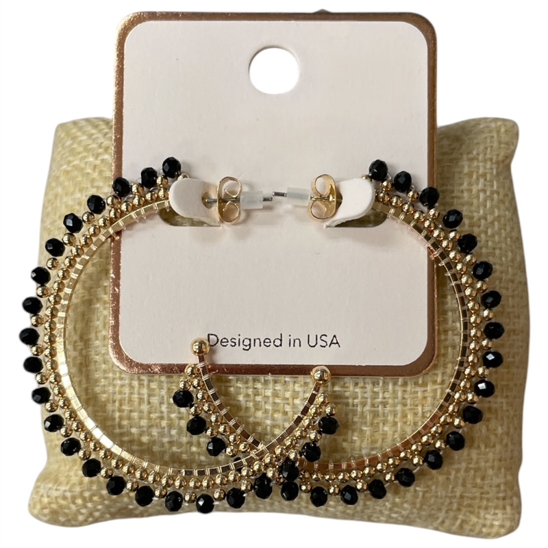 AE5831 BEADED OPEN HOOP EARRINGS
