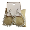 AE5941 SILVER FLORAL OPEN TEARDROP EARRINGS
