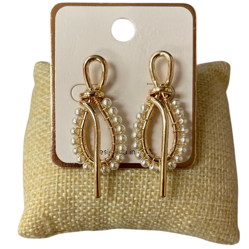 AE6076 PEARL BEADED KNOT EARRINGS