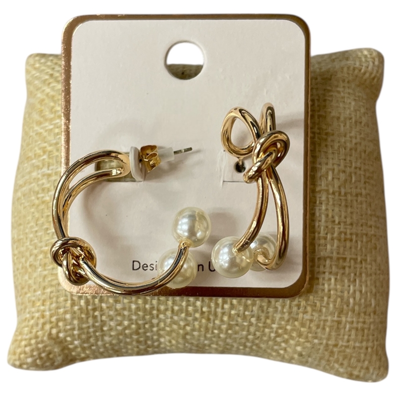 AE6075 ANTIQUE PEARL KNOT SMALL HOOP EARRINGS