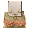 AE6137 PINK GOLD BEADED FLOWER DANGLE EARRINGS
