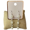 AE6150 SILVER PEARL & CRYSTAL BEADED DANGLE EARRINGS