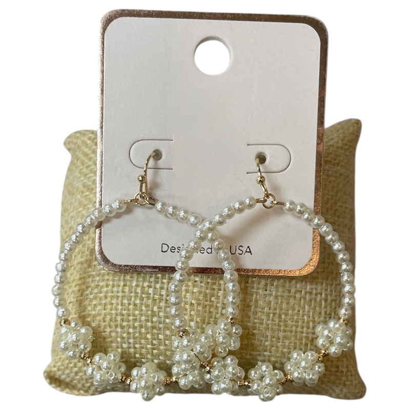 AE6151 FLOWER PEARL BEADED ROUND EARRINGS