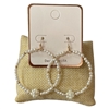 AE6153 GOLD FLOWER PEARL BEADED ROUND EARRINGS