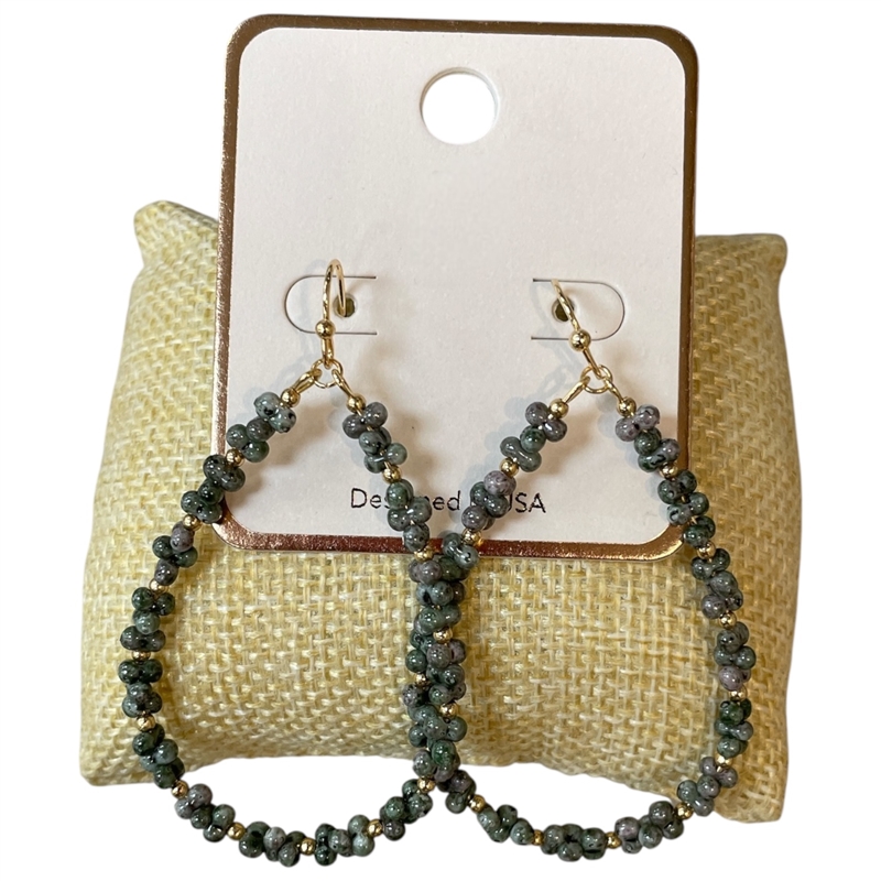 AE6156 BEADDED TEARDROP POST EARRINGS