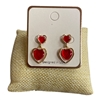 AE6211 RED  DOUBLE HEART EARRINGS