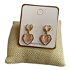 AE6211P  PINK  DOUBLE HEART EARRINGS