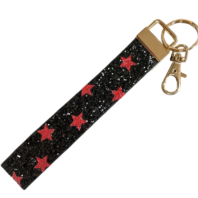 AK40000BR  STAR BLACK & RED WRISTLET KEYCHAIN