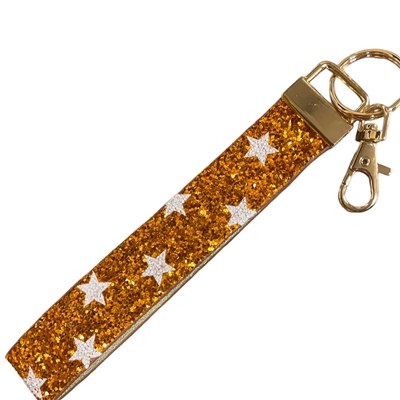 AK40000W  STAR ORANGE & WHITE WRISTLET KEYCHAIN