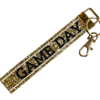 AK40001GB   GAME DAY GOLD & BLACK  WRISTLET KEYCHAIN