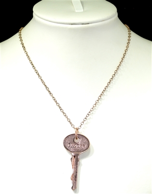 AN1377 HAMMERED "SISTER" KEY NECKLACE