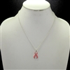 AN1571 SMALL PINK RIBBON SILVER NECKLACE