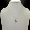 AN1572 RHINESTONE PINK RIBBON SILVER NECKLACE