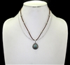 AN2764 BROWN SUEDE SILVER TEARDROP SHORT NECKLACE